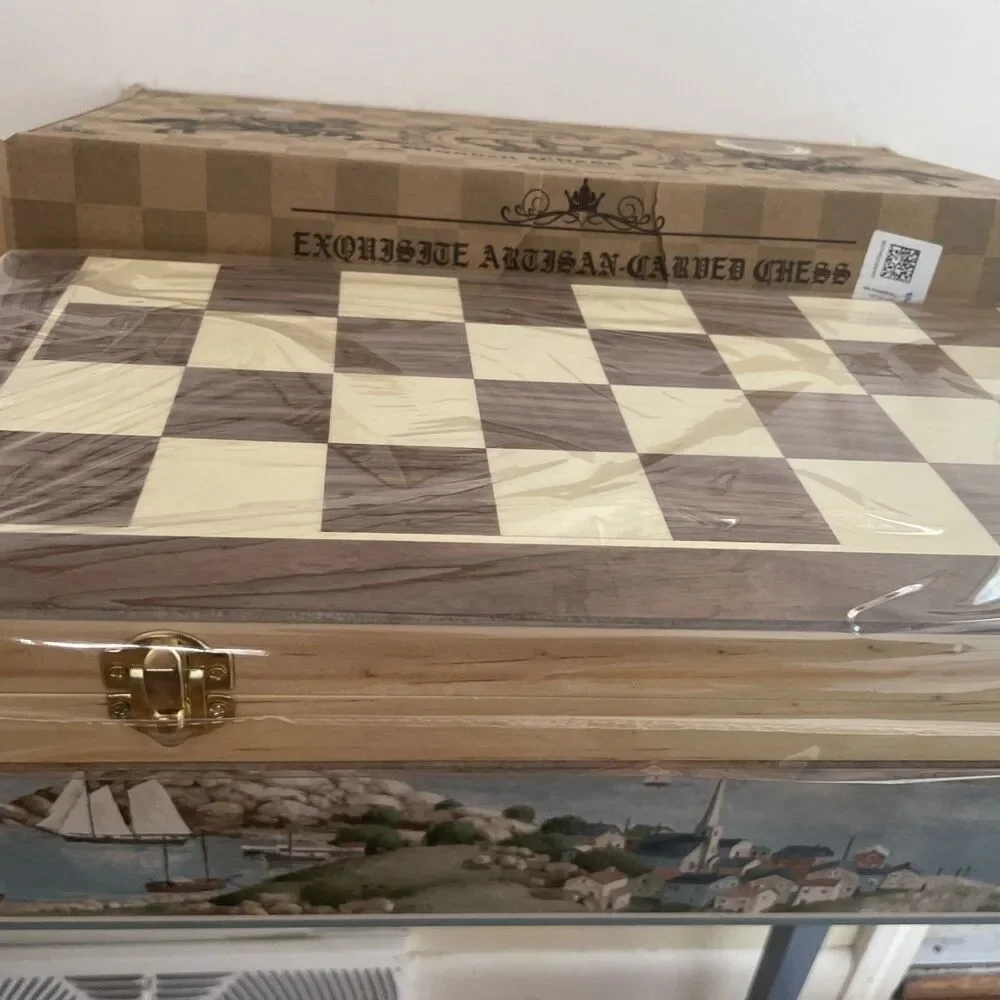 ASNEY Upgraded Magnetic Chess Set, 12” X 12” Folding Wooden Chess Set New Unopen